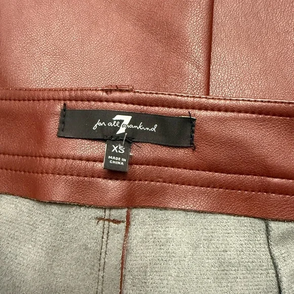 7 For All Mankind Brown Faux Leather High Rise Boot Cut Pants Size XS - Picture 7 of 7